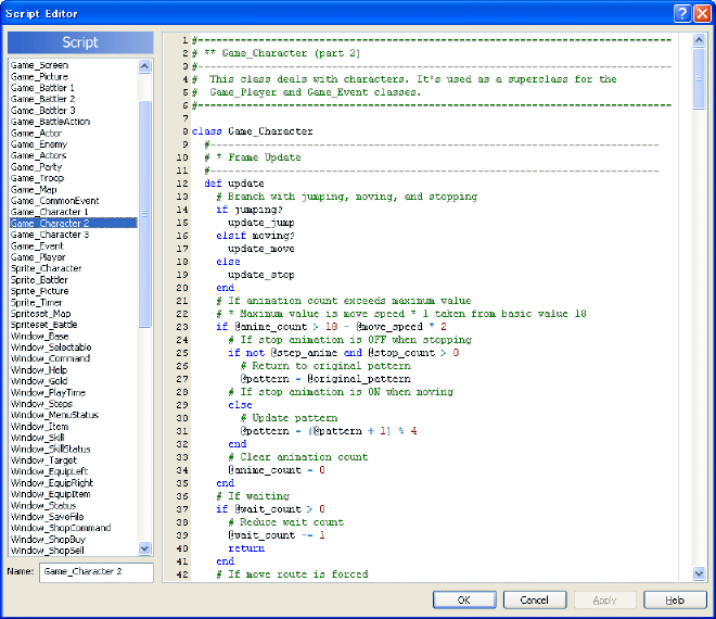 RPG Maker XP script editor